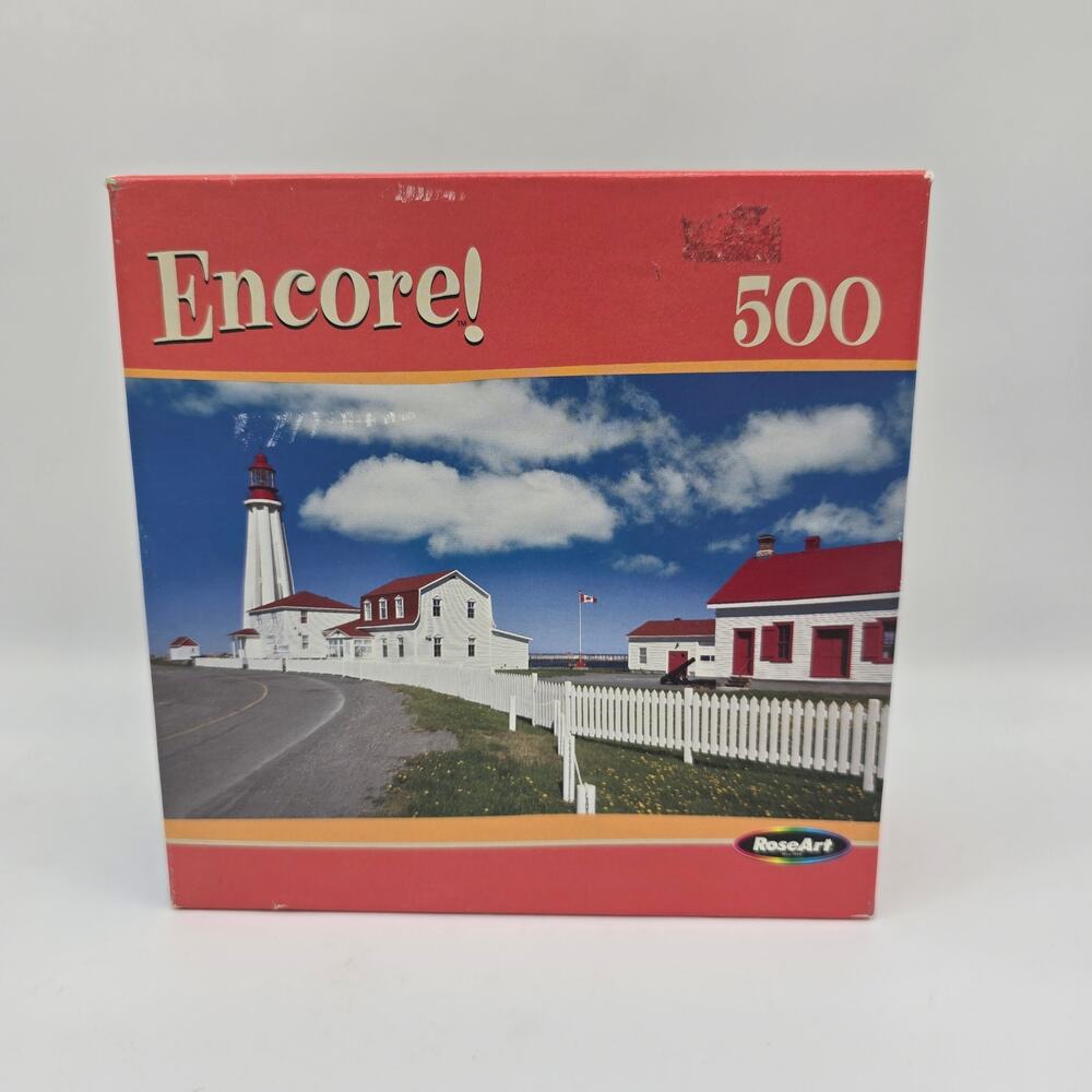 Vintage 2004 Encore Pointe-Au-Pere Lighthouse Puzzle 500 Piece Rose Art